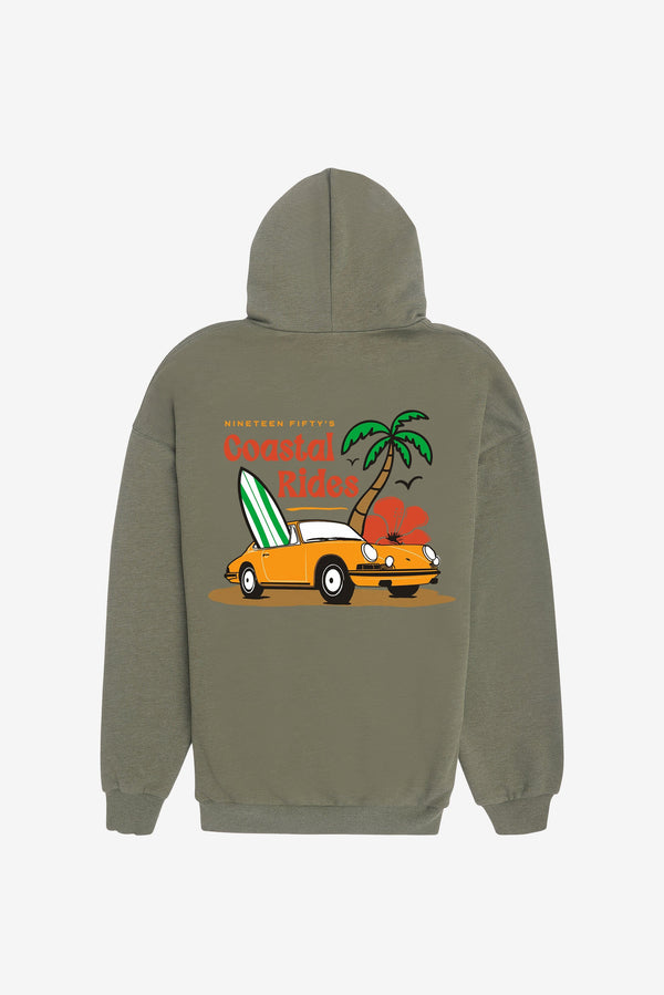 Coastal Drive Oversized Hoodie - Green