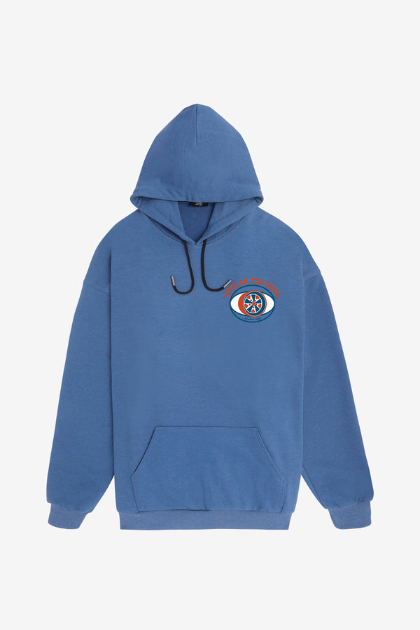 Palm Wheels Oversized Hoodie - Blue