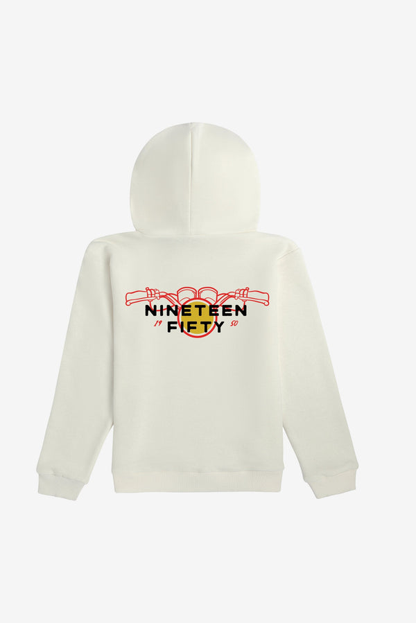 Jr. 1950 Motorcycles Hoodie - White