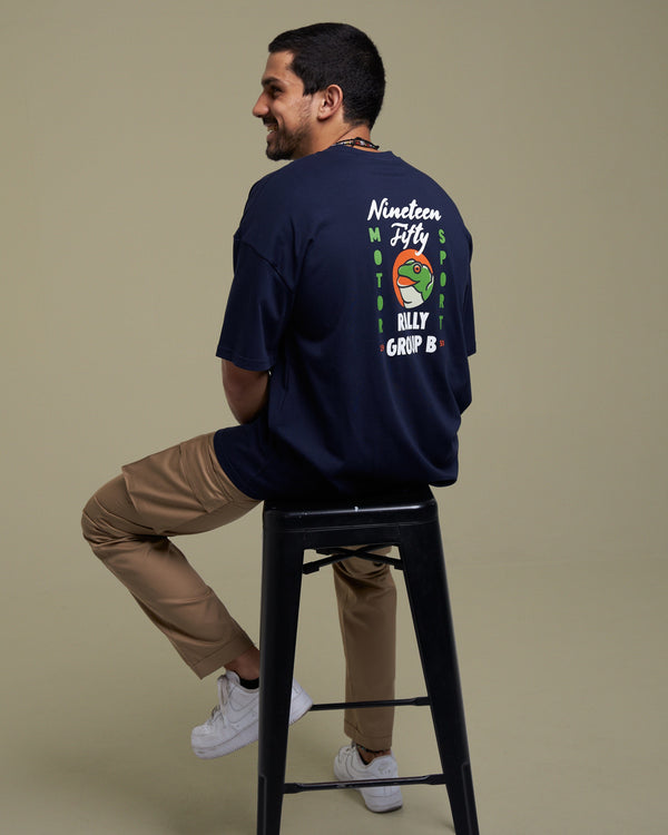 Oversized Motorsport Tee - Navy Blue