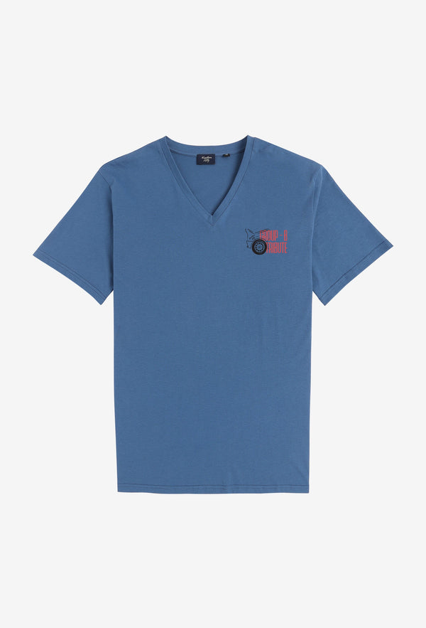 037 V-Neck Tee - Blue